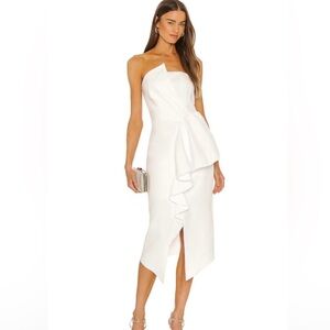 “ELLIATT” Reception Asymmetrical Strapless Ruffle Dress